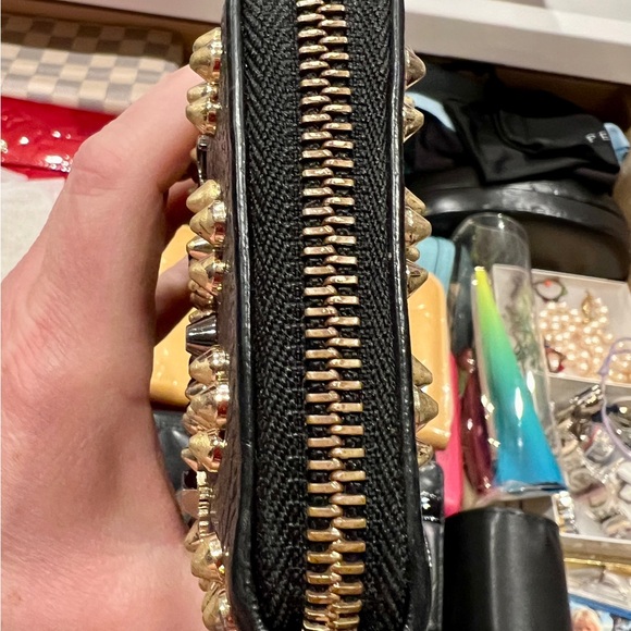 Christian Louboutin Black and Gold Embellished Wallet